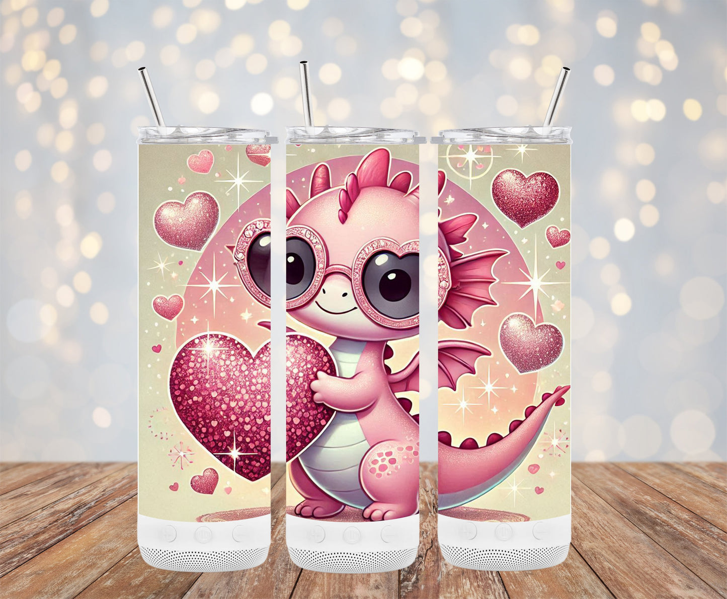 Adorable Pink Dragon with Hearts Tumbler product