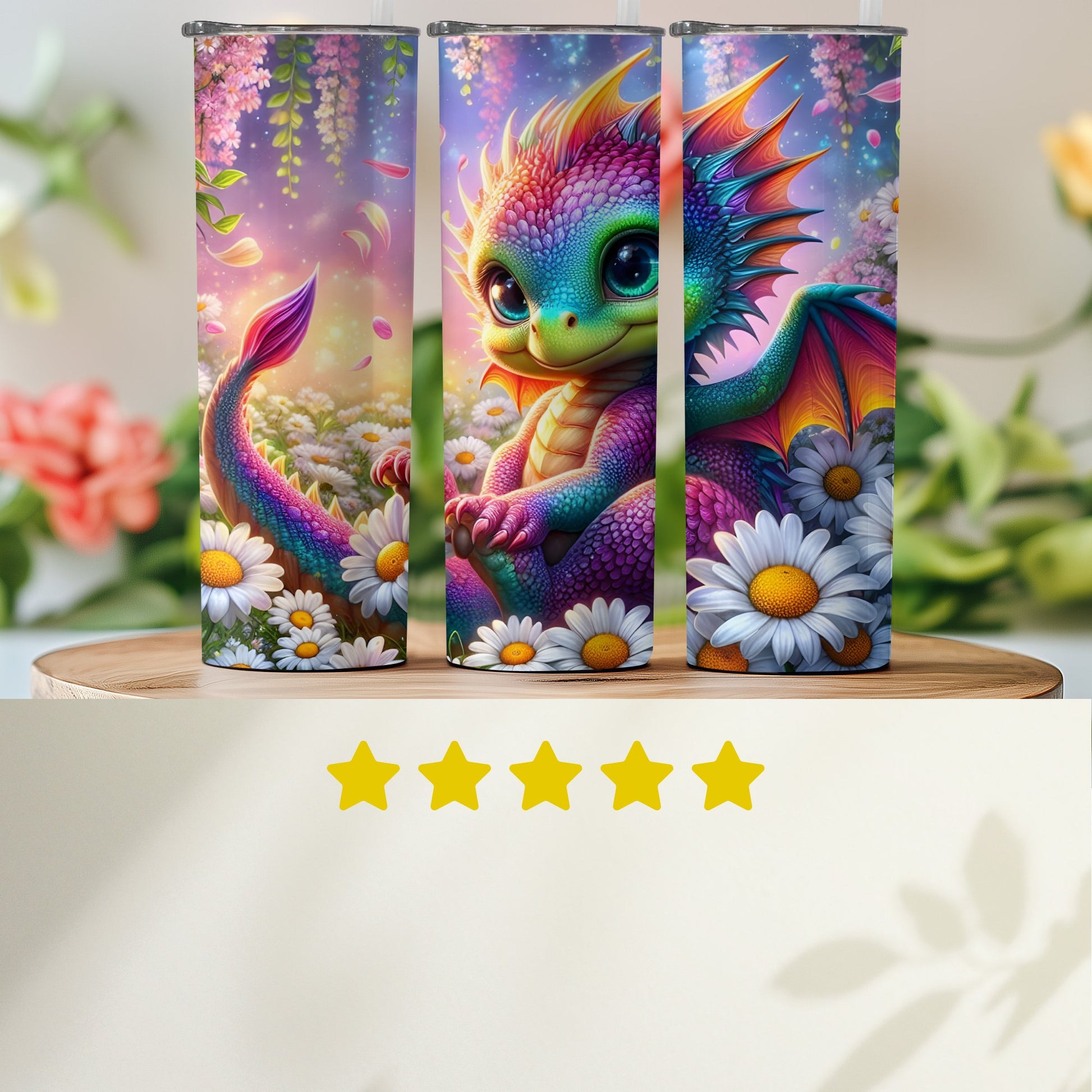 Colorful Dragon Flower Fantasy Design Tumbler product