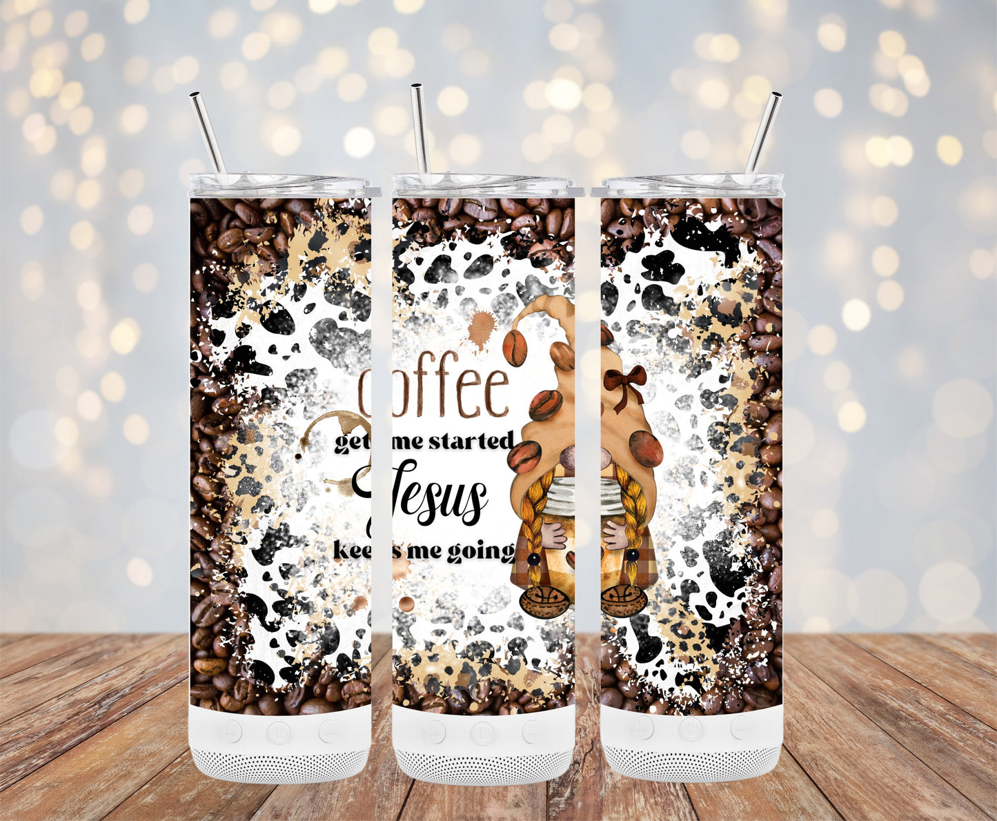 Coffee Jesus Design Skinny Tumbler Beverage Holder product