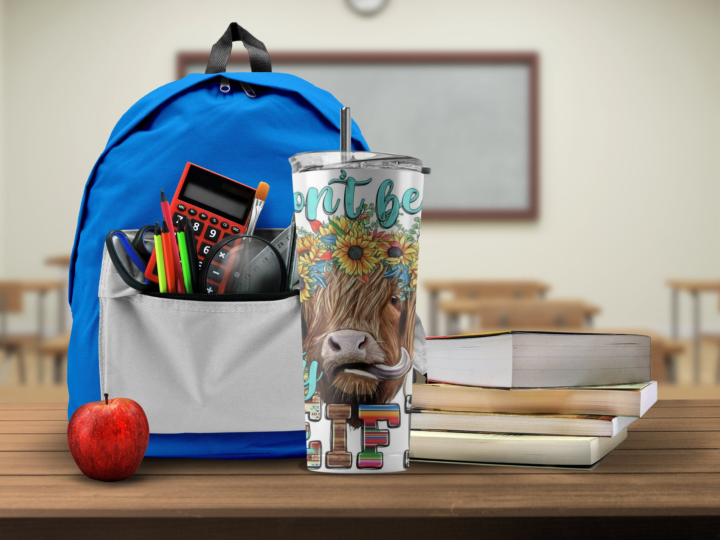 Colorful Floral Highland Cow School Tumbler product