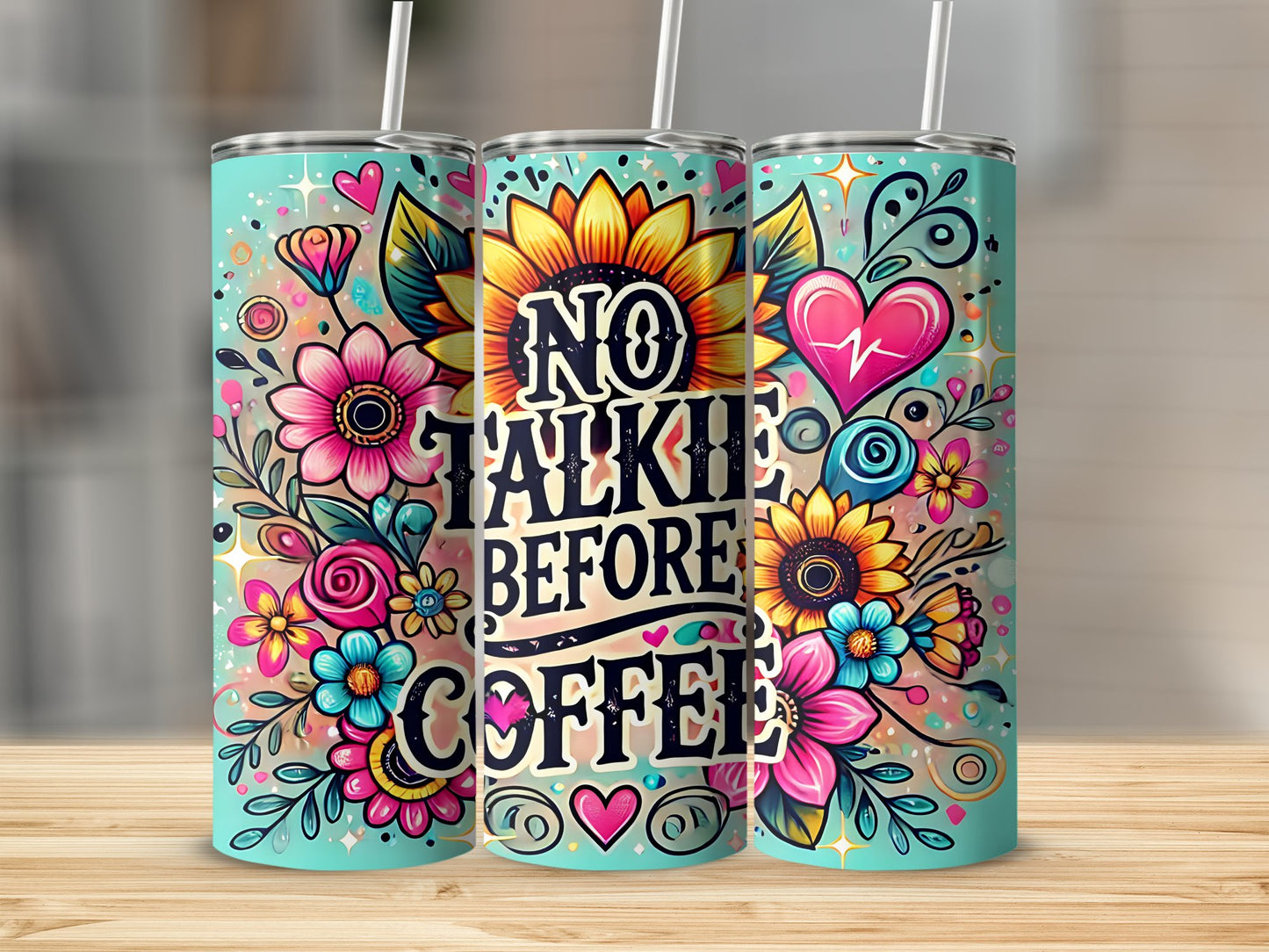 Colorful No Talkie Before Coffee Tumbler product