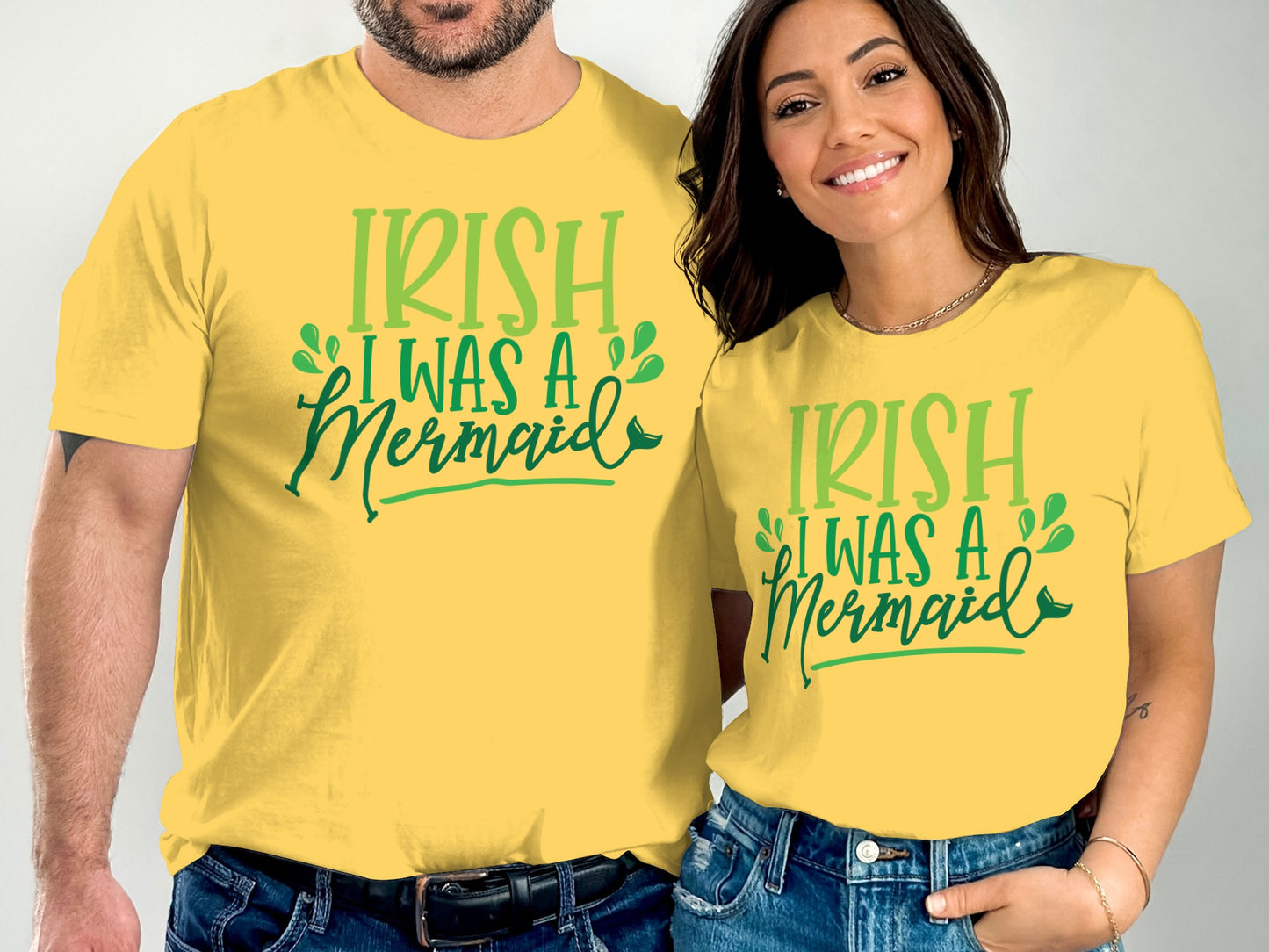 Irish I Was A Mermaid Yellow Graphic Tee Shirt