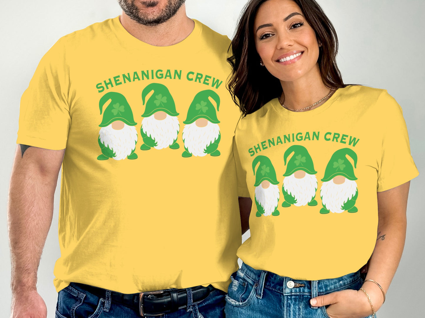 Shenanigan Crew Gnomes Graphic Yellow T-Shirt