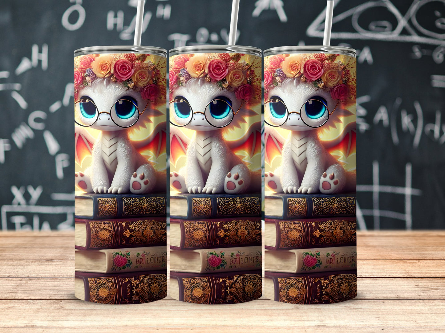 Adorable Dragon with Flower Crown Design Tumbler product