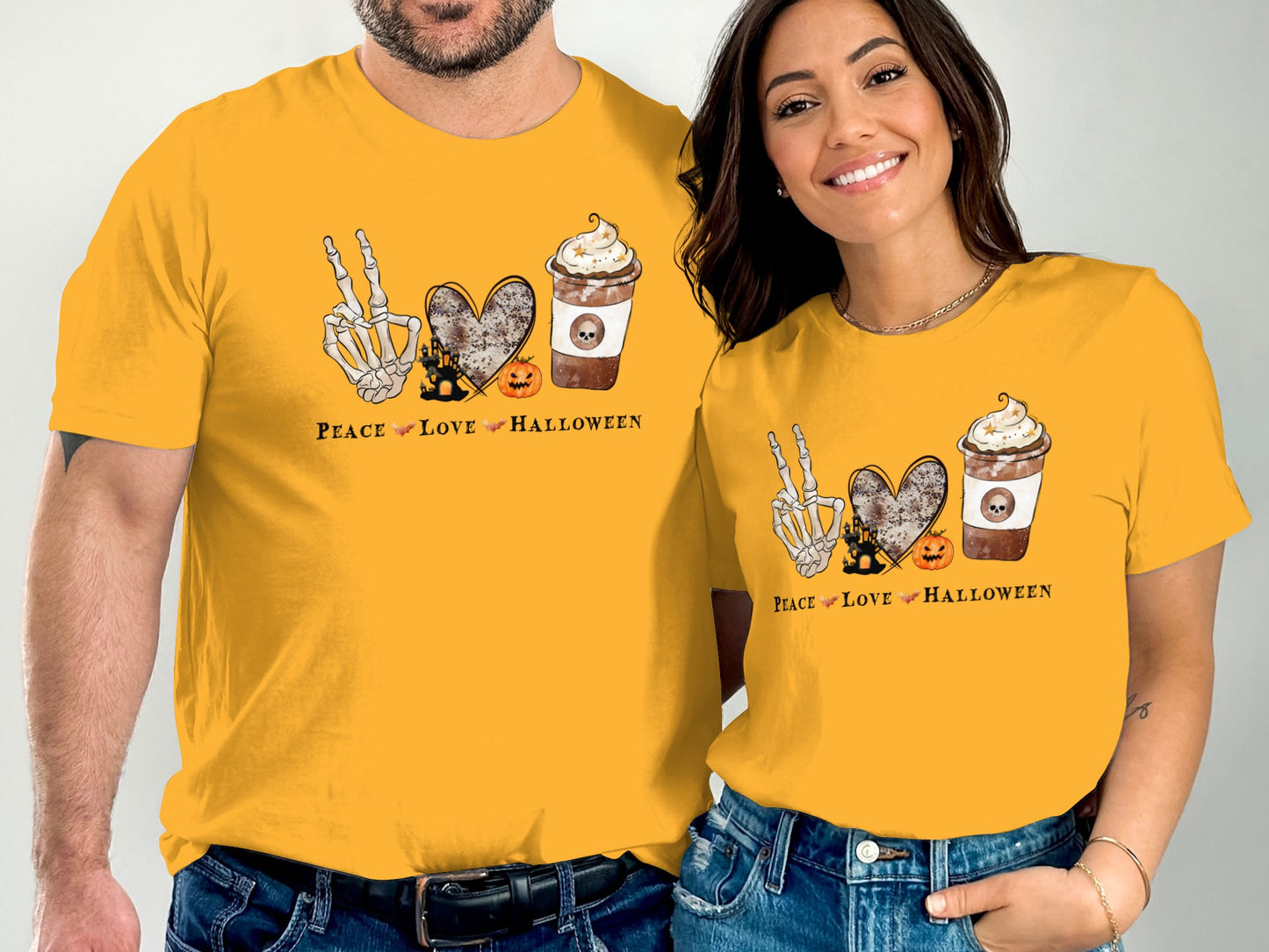 Peace Love Halloween Couples Matching T-shirt product type