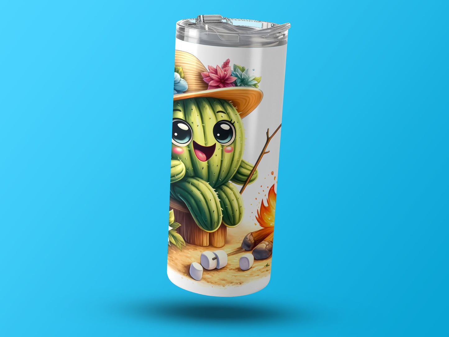 Cute Cactus with Flowers and Campfire Tumbler product