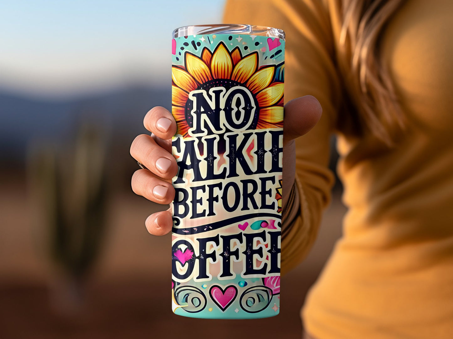 No Talking Before Coffee Sunflower Tumbler product