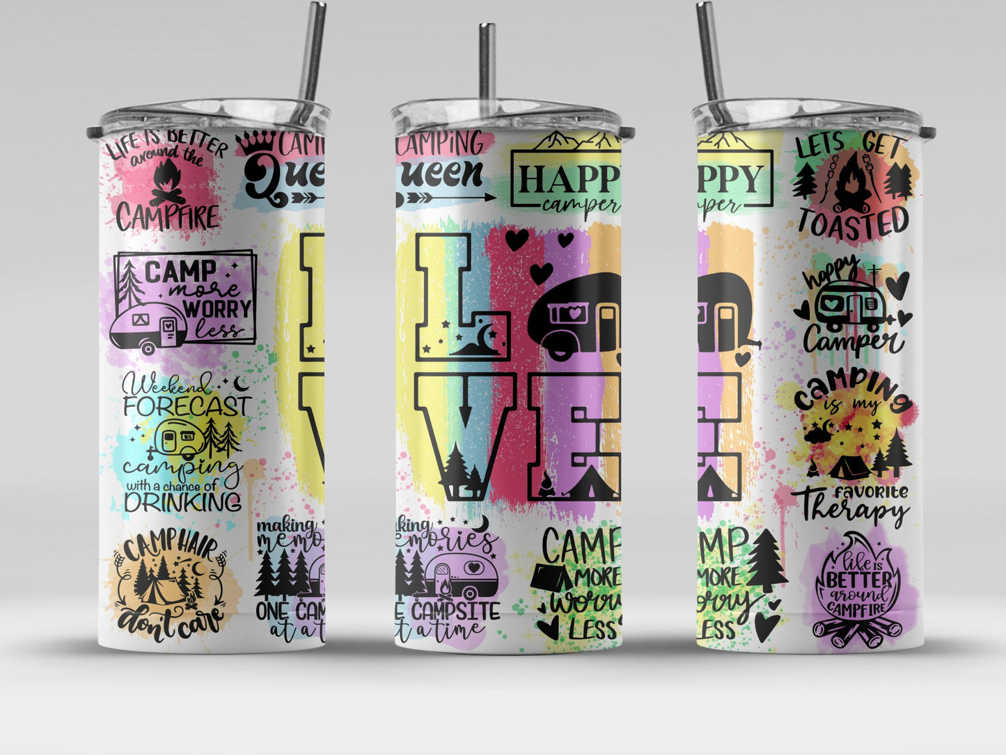 Colorful Campfire-Themed Tumbler Drinkware Product