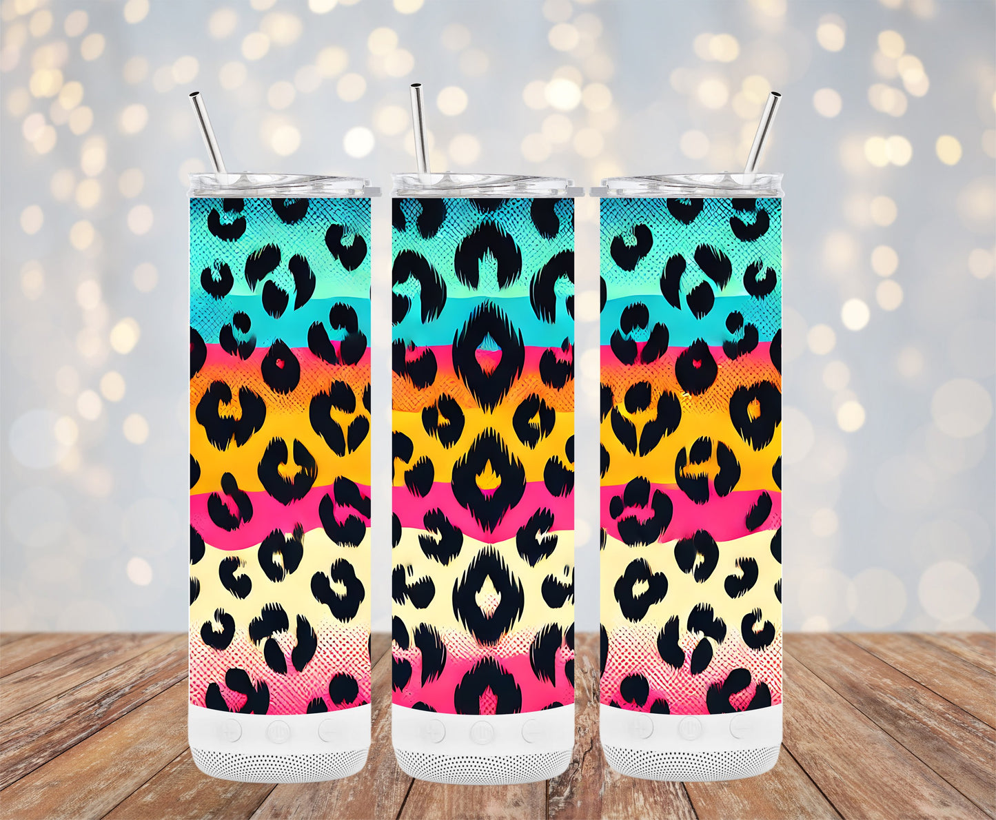 Leopard Print Colorful Tumbler with Straw product