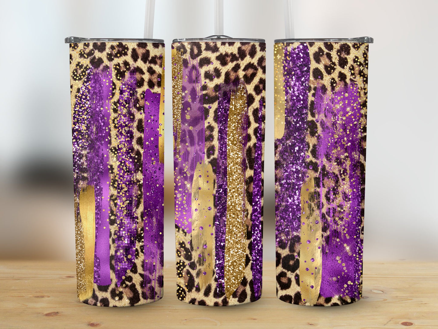 Gold Purple Brush Strokes (Mardi Gras Tumbler)
