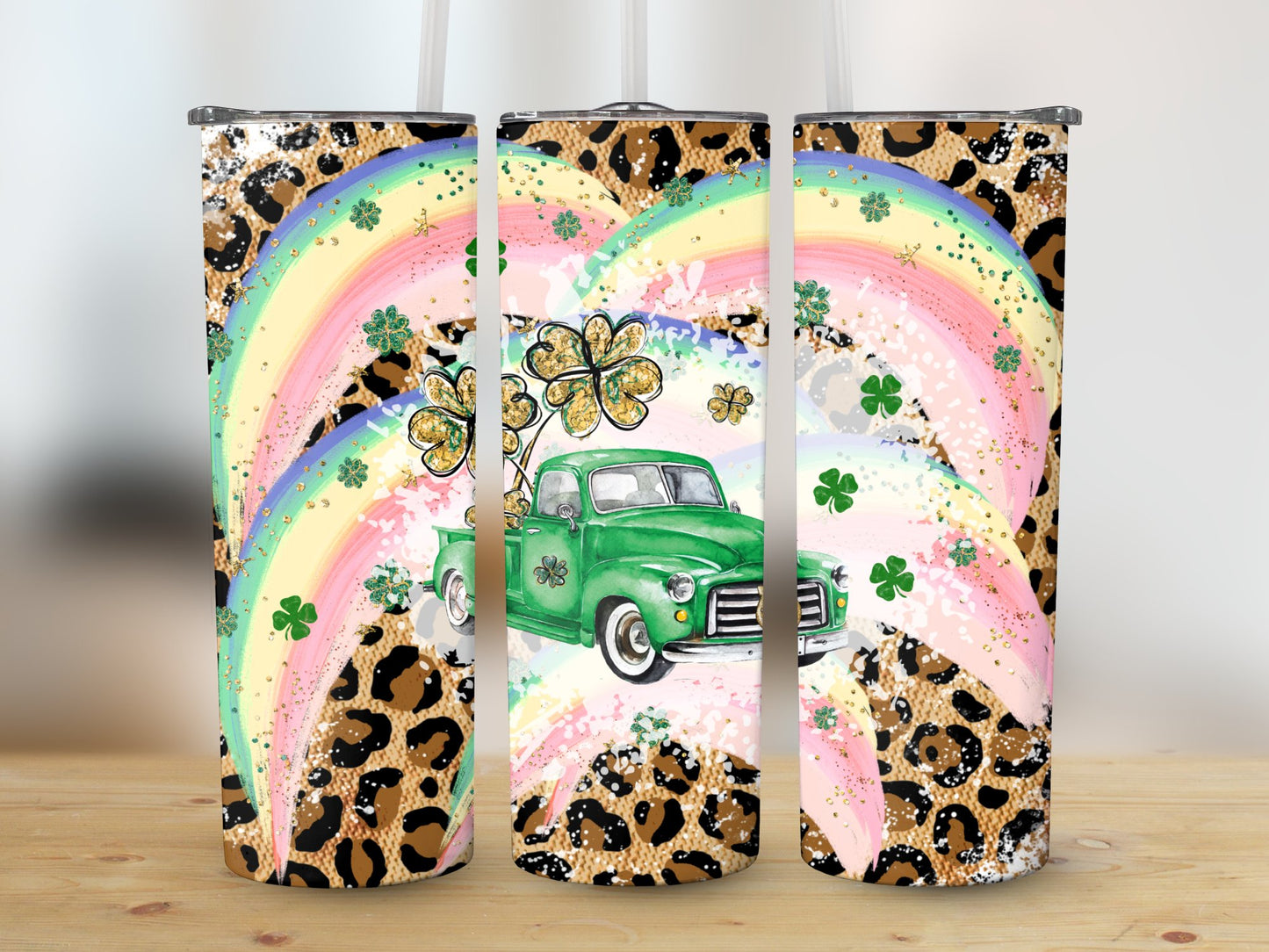 Rainbow Leopard Irish Truck (St. Patrick's Tumbler)