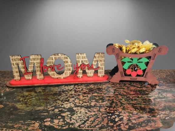 Mom I Love You Handmade Wooden Decor, Mothers Day Gift, Decorative Art, Shelf Decor, Unique Gift for Mom, Wooden Cutout Decoration