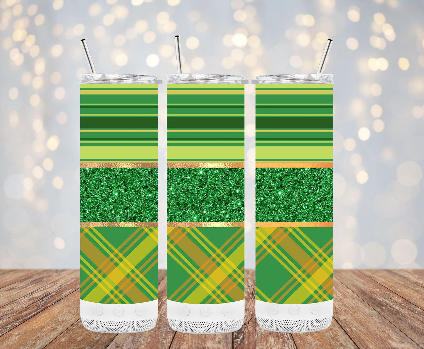 Green Glitter Green Stripes (St. Patrick's Tumbler)