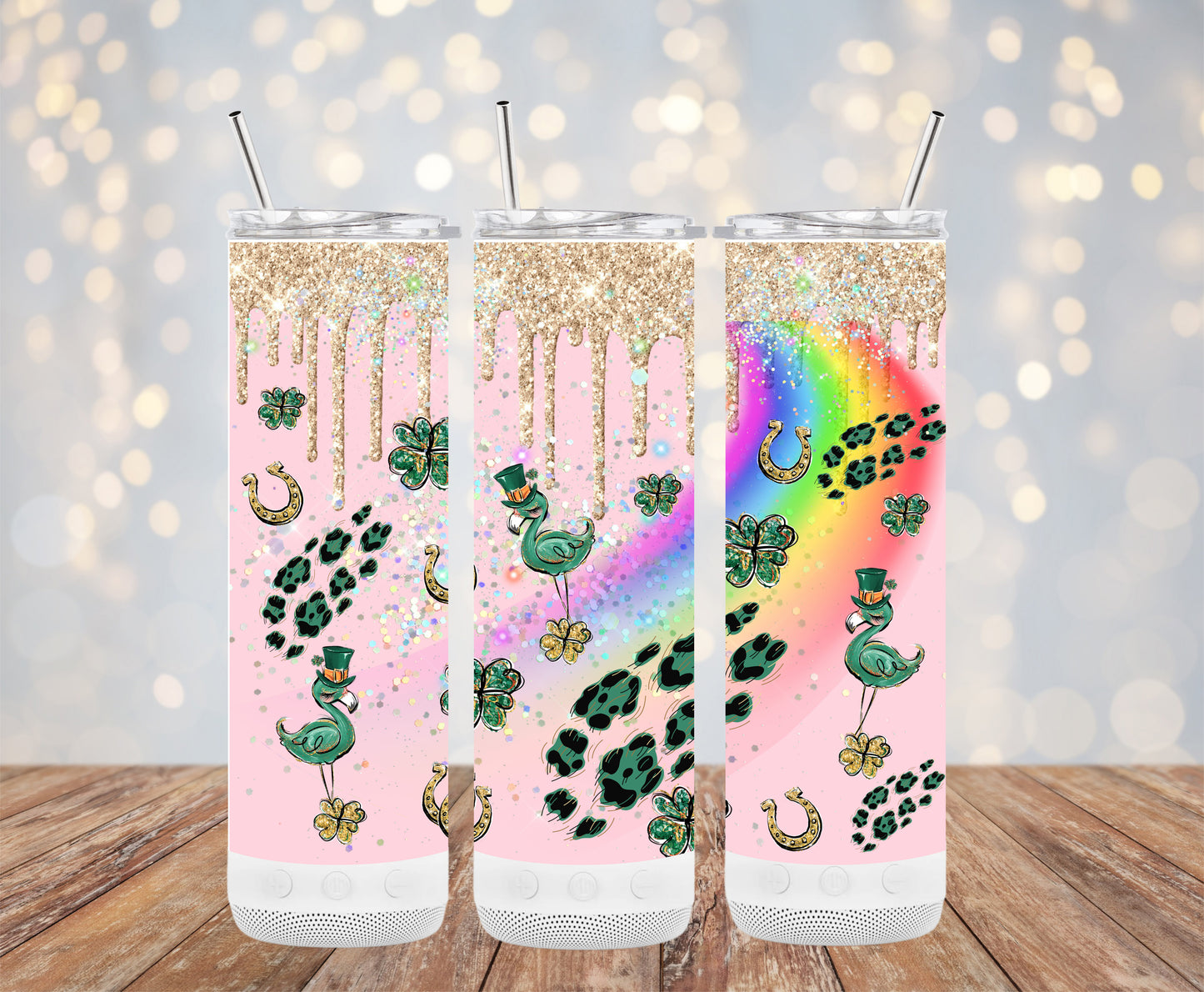 Flamingo Shamrock Horseshoe (St. Patrick's Tumbler)