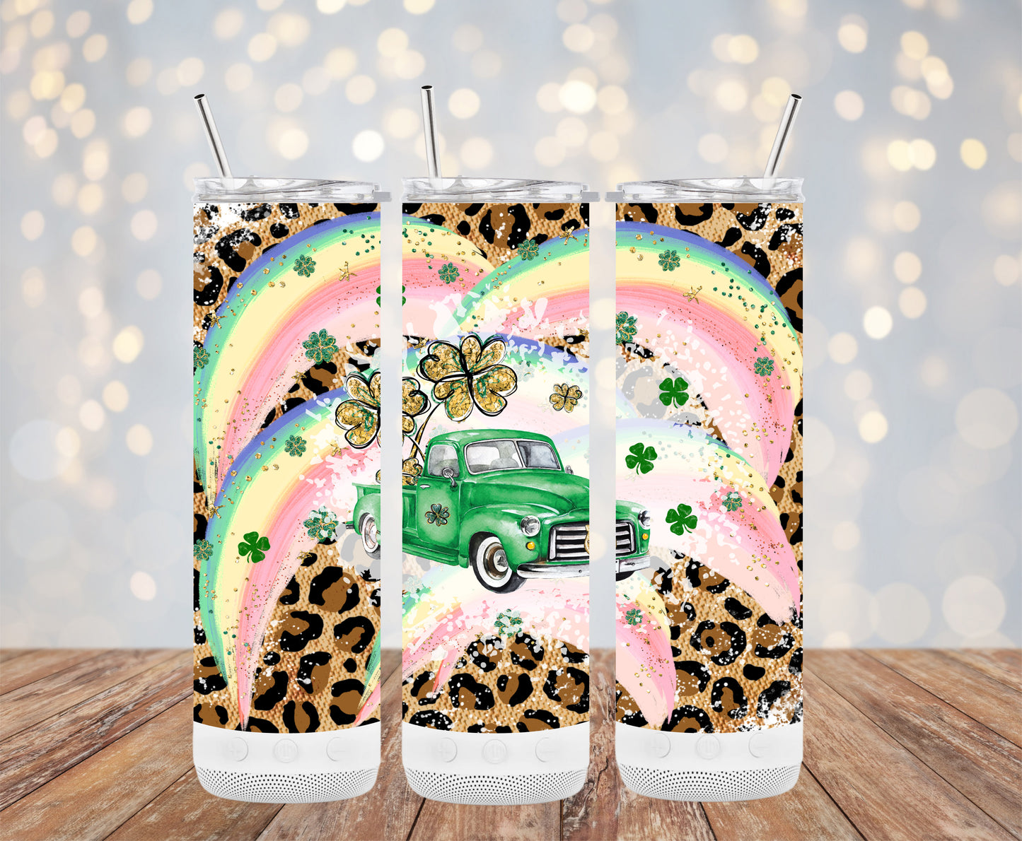 Rainbow Leopard Irish Truck (St. Patrick's Tumbler)
