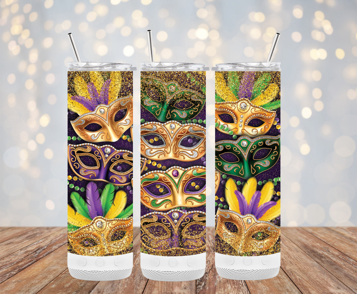Golden Glitter Mardi Gras (Mardi Gras Tumbler)