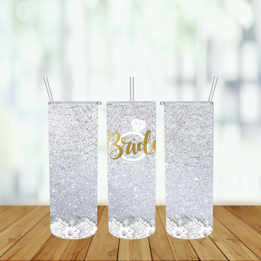 Bride White Glitter Tumbler