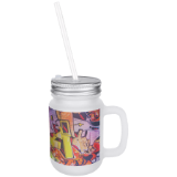 12 oz. Sublimatable Frosted Mason Jar with Lid & Straw