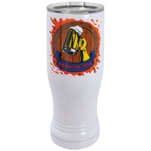 White Sublimatable 14 oz. Polar Camel Pilsner with Clear Lid
