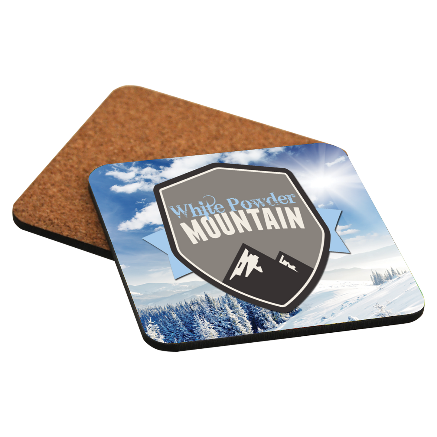 3.75" x 3.75" Gloss White Unisub Hardboard Square Coaster with Cork Back