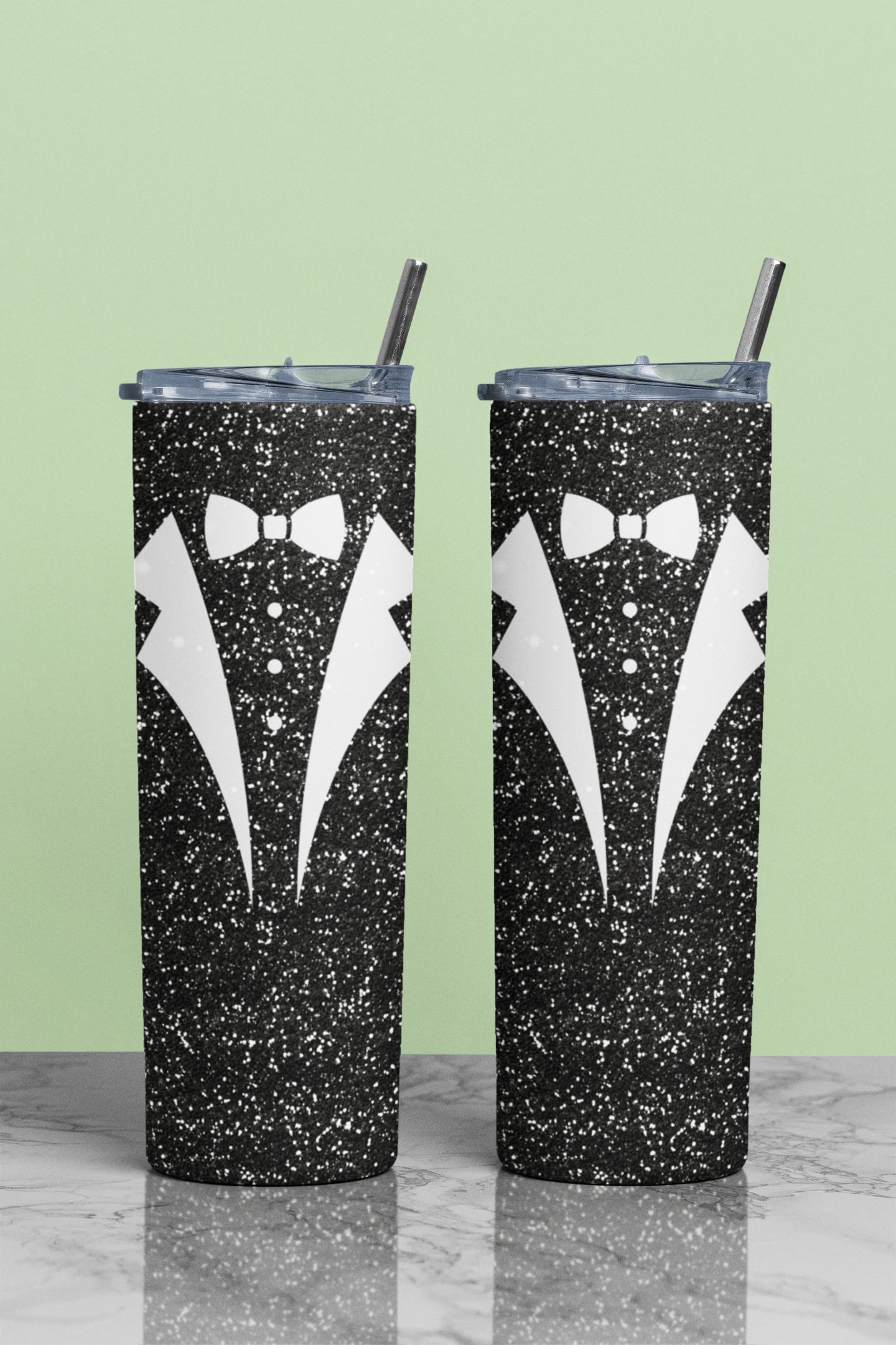 Tux Glitter Looking Tumbler