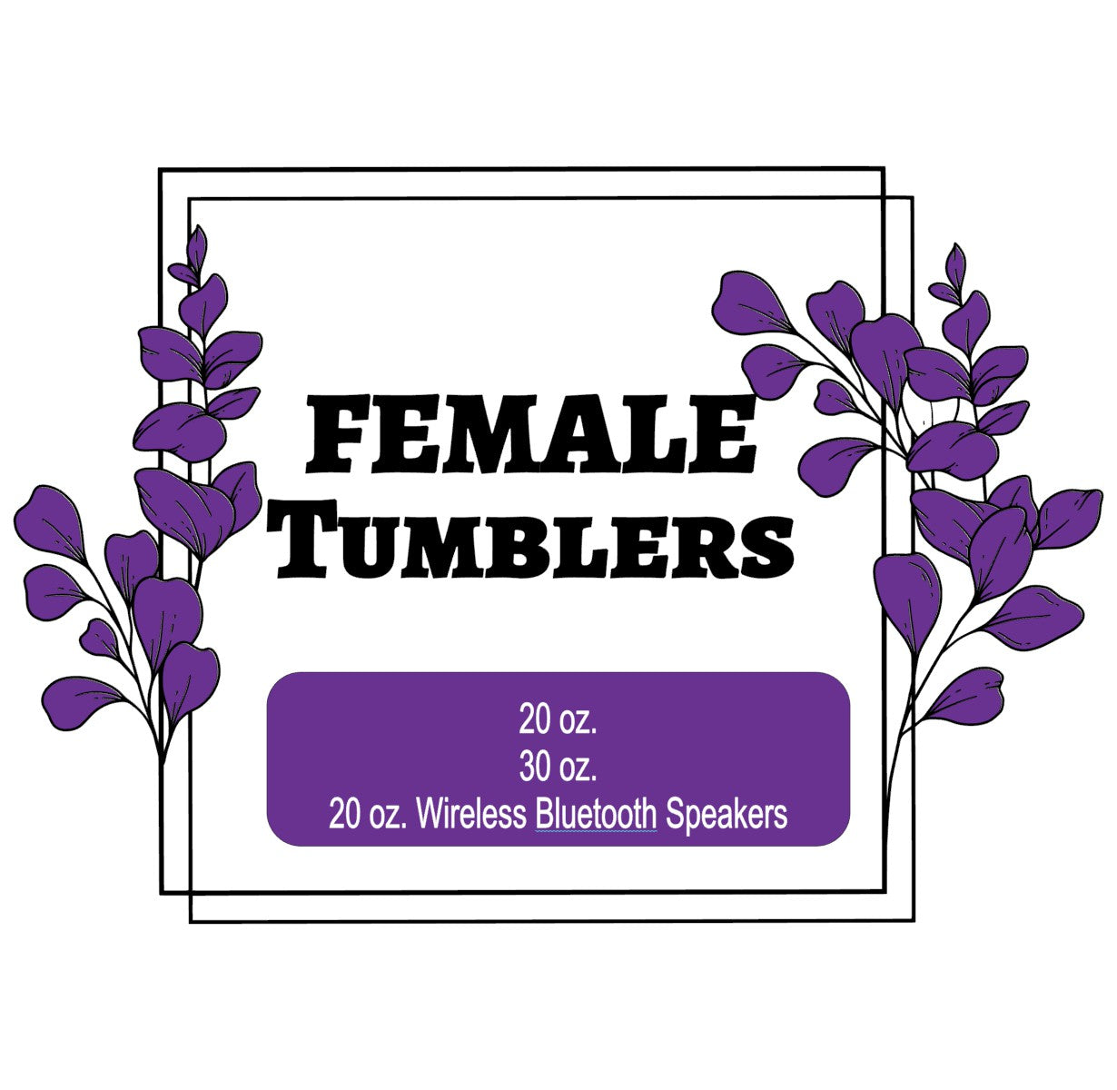 Stylish tumblers for women featuring 20 oz and 30 oz sizes with wireless Bluetooth speakers and purple floral design