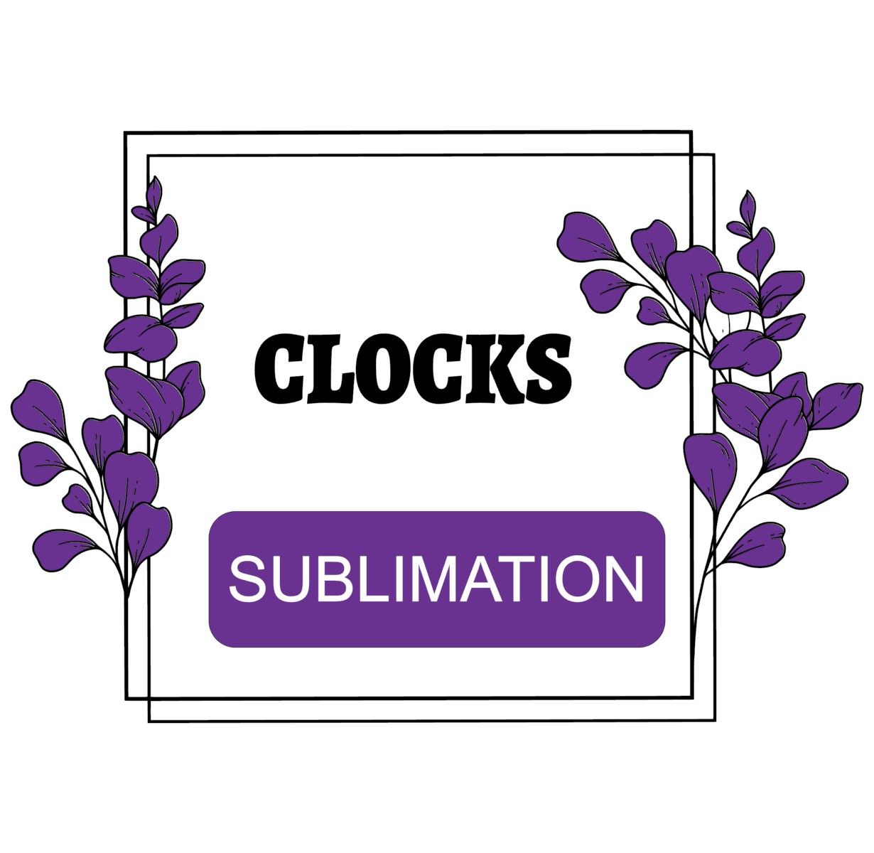 Decorative design for sublimation clocks featuring purple floral accents handcrafted clock collection