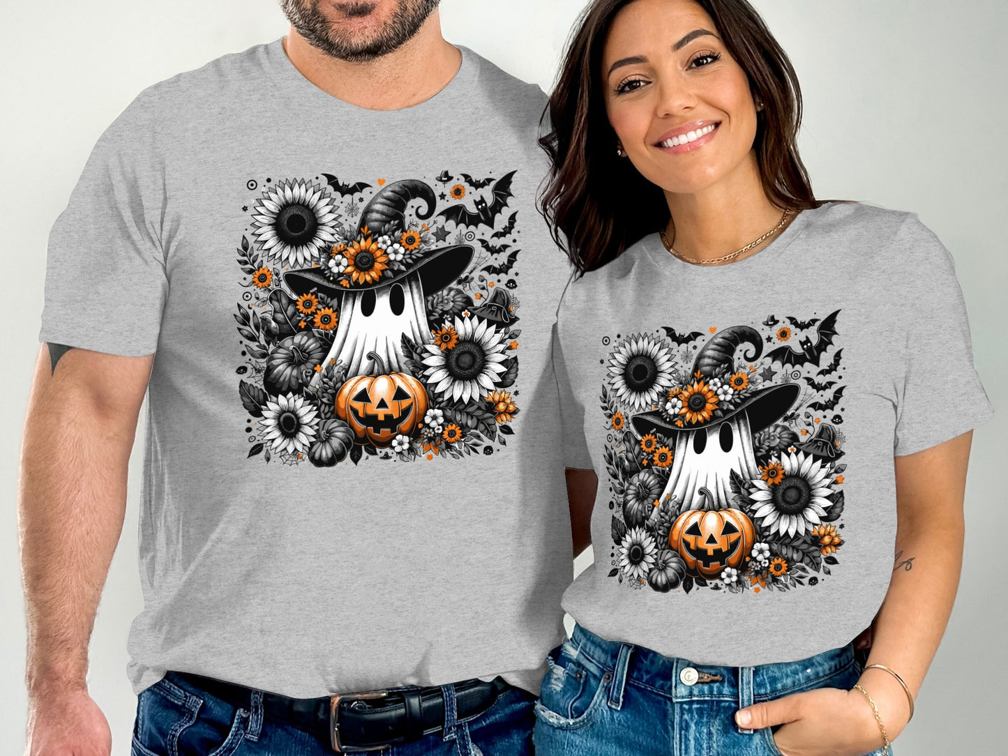 Halloween Ghost in Hat with Pumpkins T-shirt product