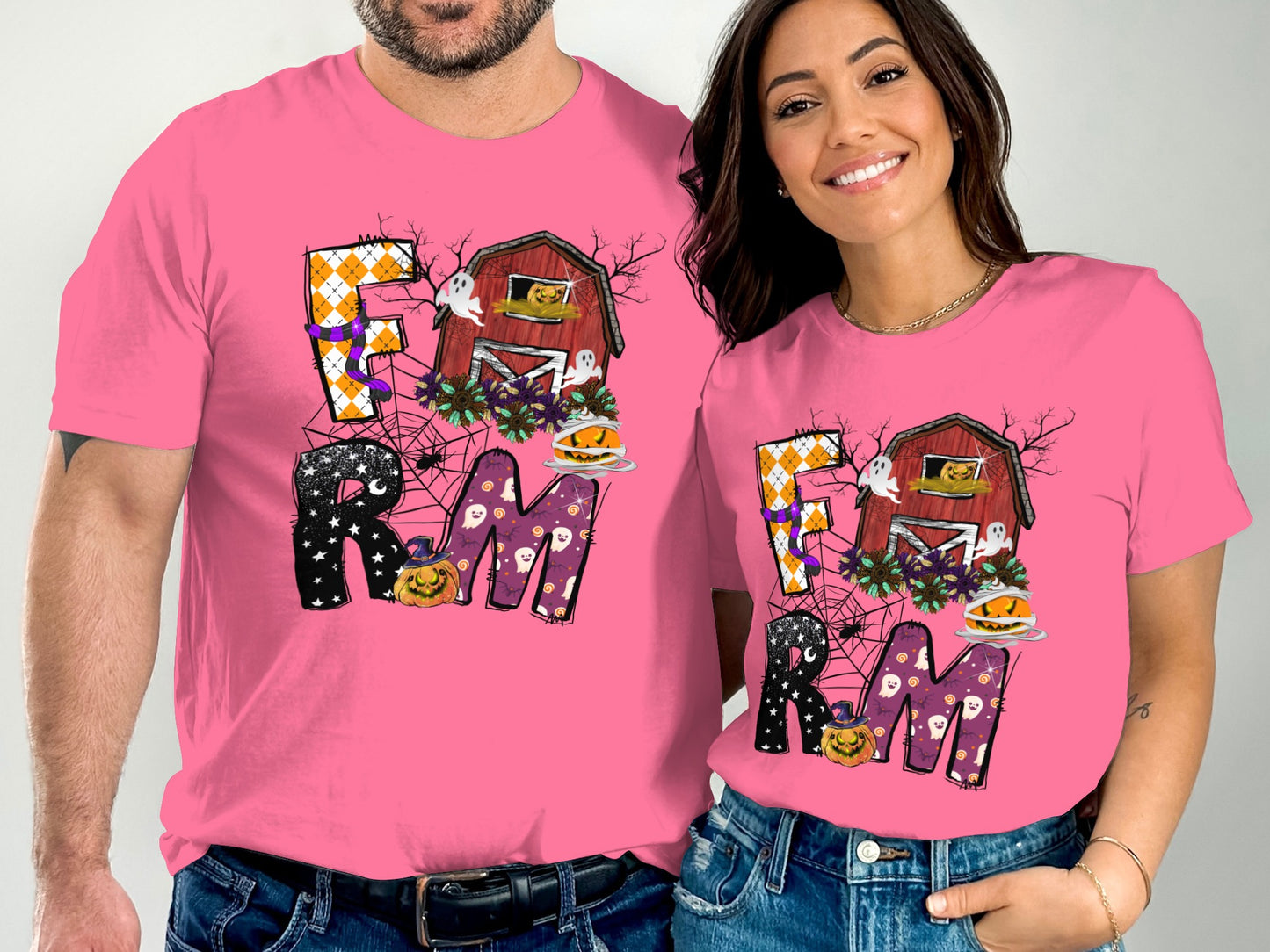Halloween Themed Farm Graphic Pink Shirt product