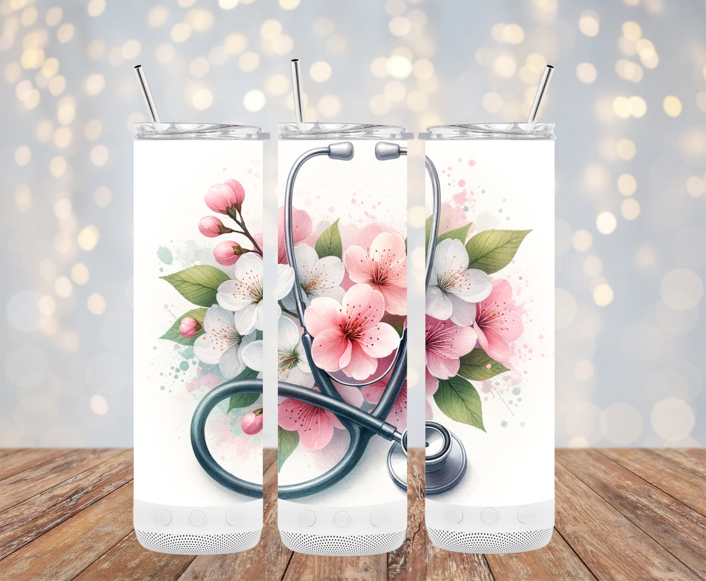 Floral Stethoscope Tumbler for Medical Professionals product