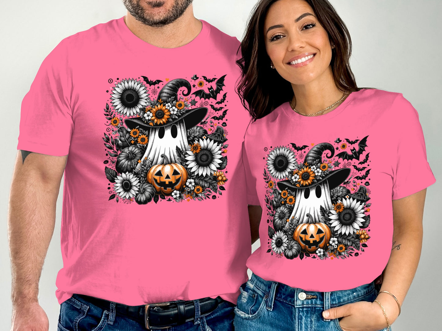 Halloween Ghost Floral Pumpkin Design T-Shirt product