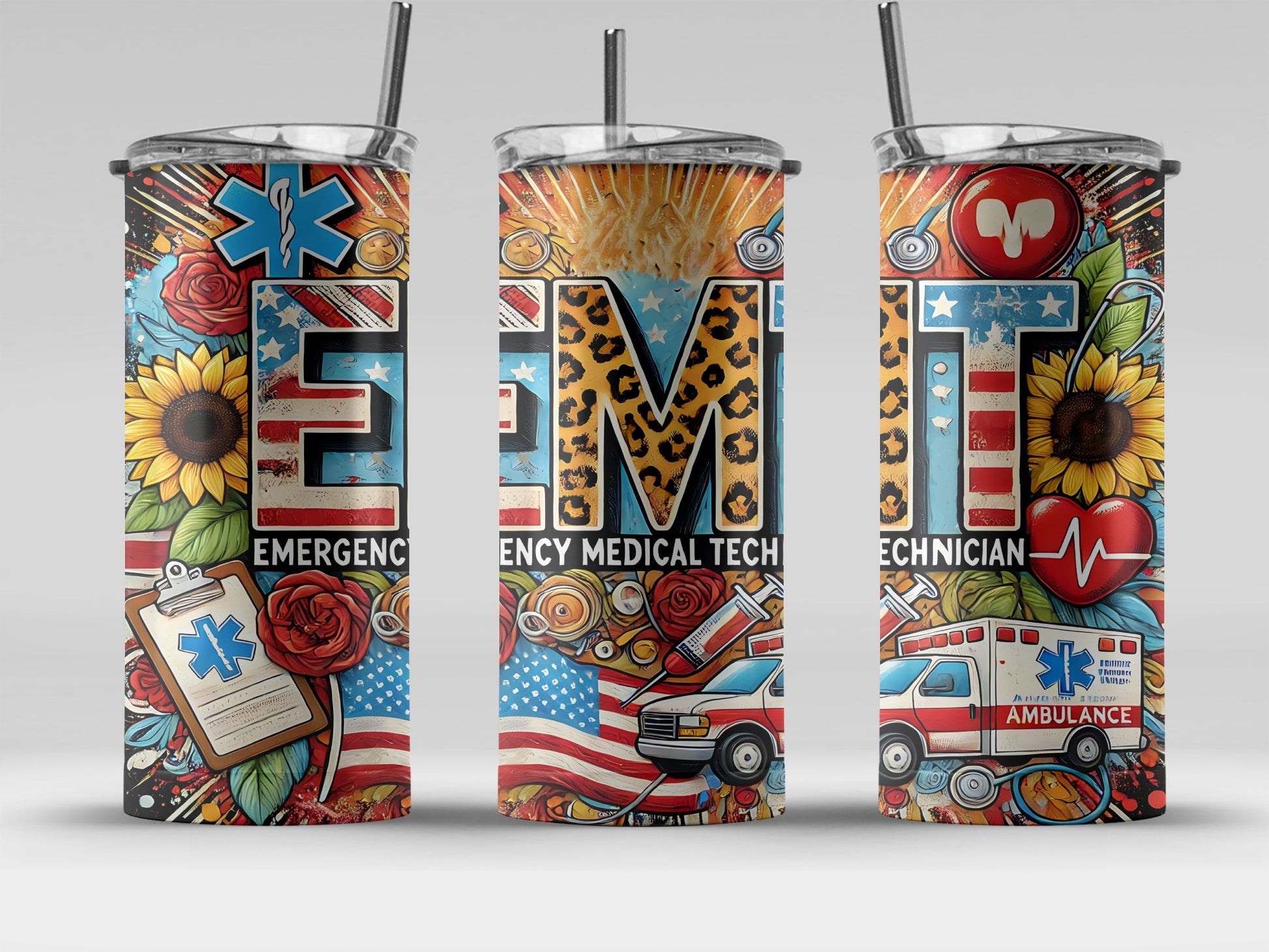 Colorful EMT Medical Technician Tumbler product type