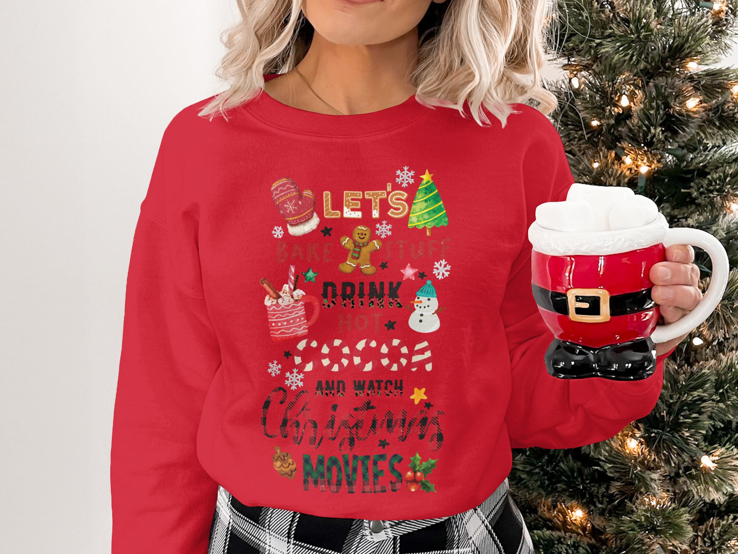 Lets Bake Drink Hot Cocoa Watch Christmas Movies Shirt