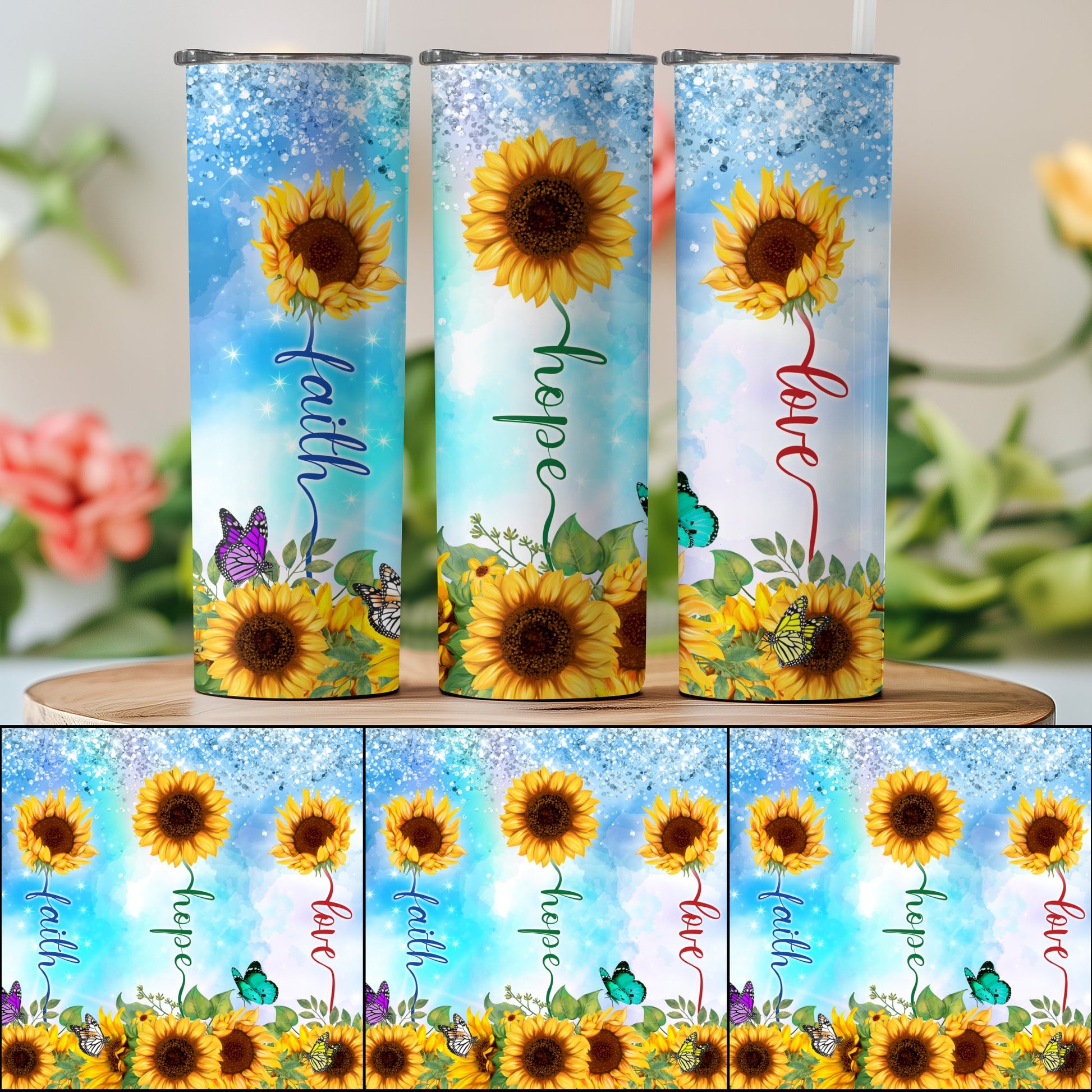 Sunflower Design Inspirational Words Tall Tumbler product