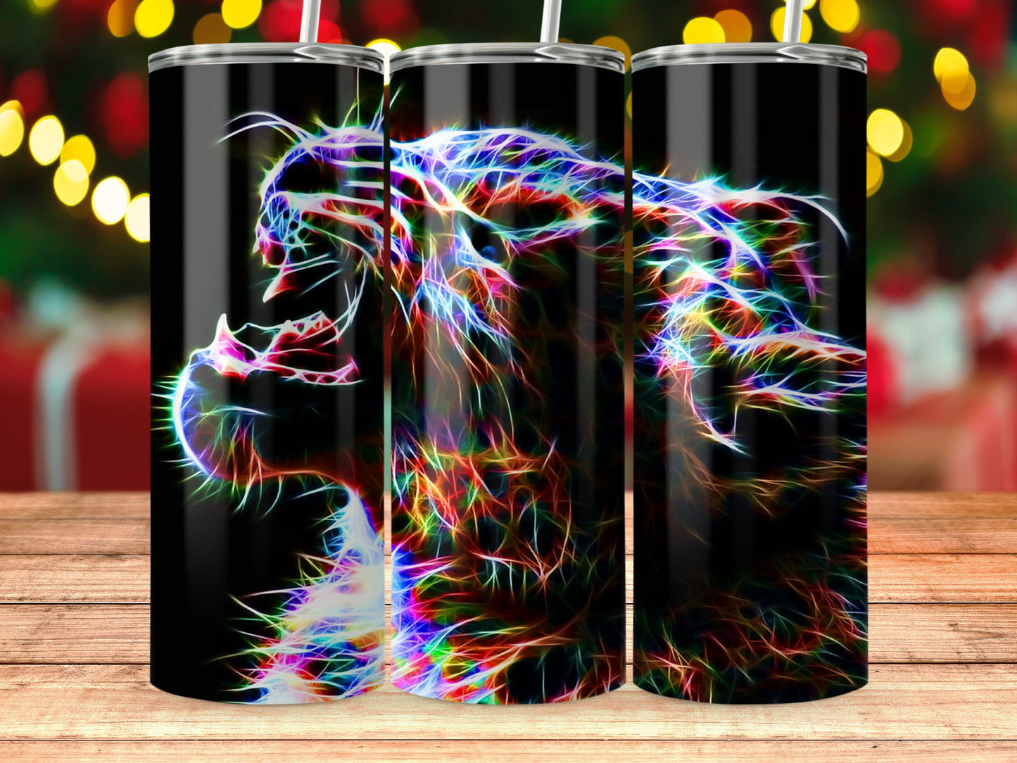 Colorful Electric Lion Artwork Tumbler product type