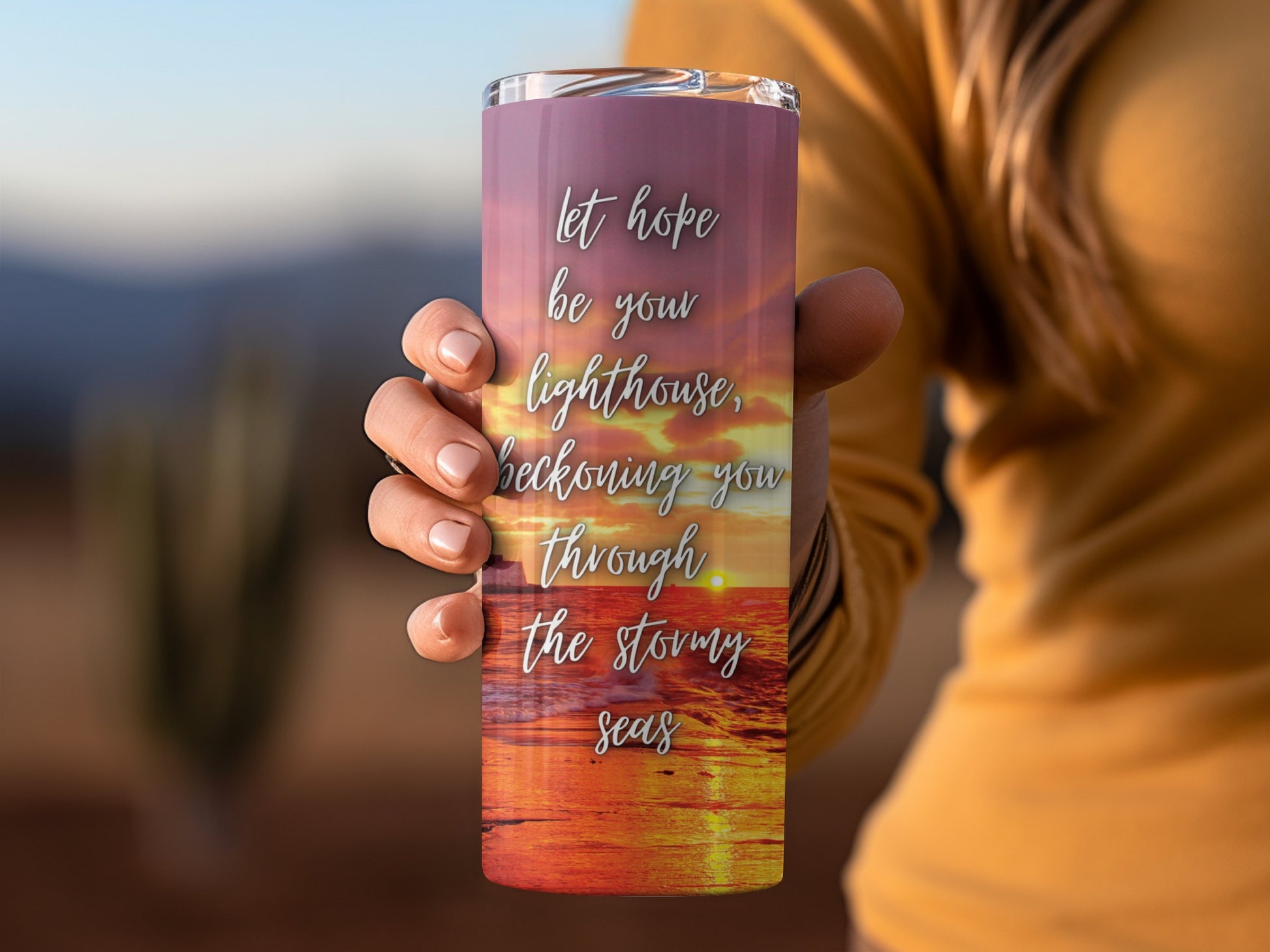 Inspiring Lighthouse Tumbler with Motivational Message product