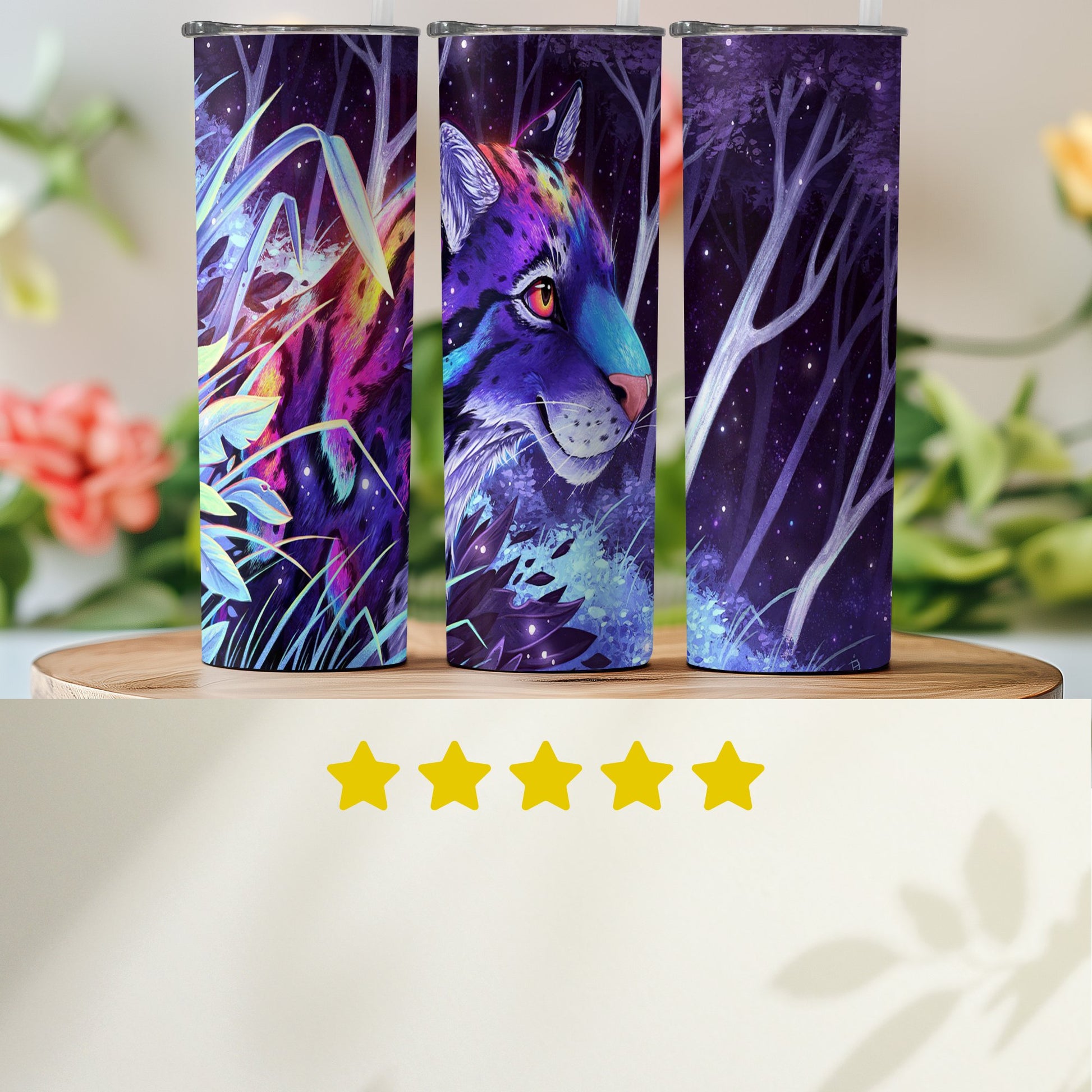 Colorful Forest Panther Design Tumbler product