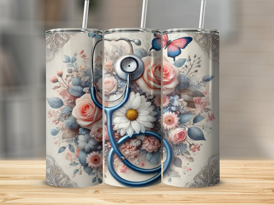 Floral and Butterfly Design Stethoscope Tumbler product type