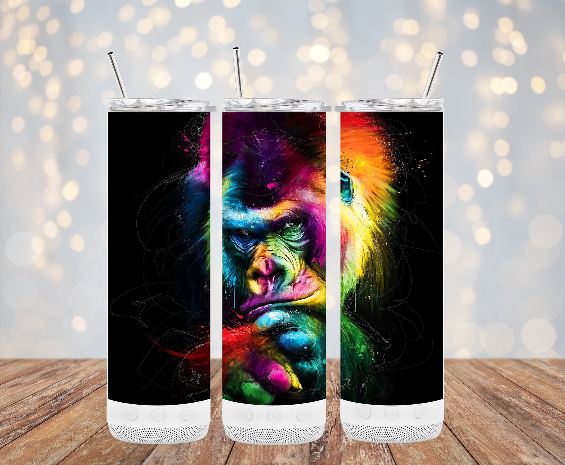 Colorful Gorilla Art Stainless Steel Tumbler product type