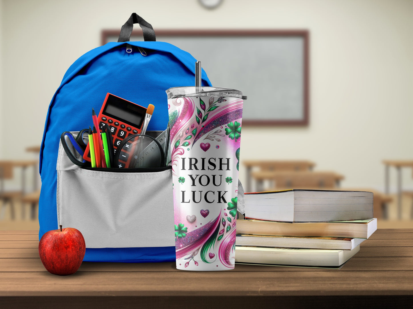 Irish You Luck Tumbler with Shamrock Design Cup