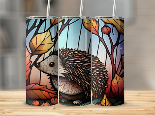 Cute Hedgehog and Autumn Leaves Tumbler product