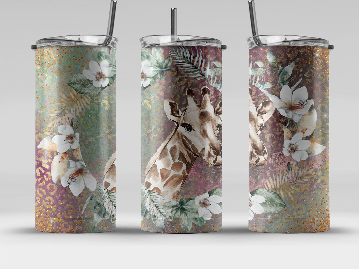 Giraffe Floral Patterned Stainless Steel Tumbler product