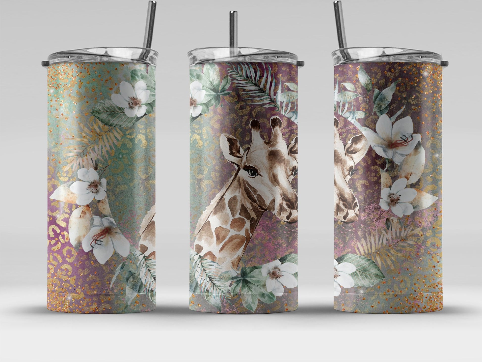 Giraffe Floral Patterned Stainless Steel Tumbler product