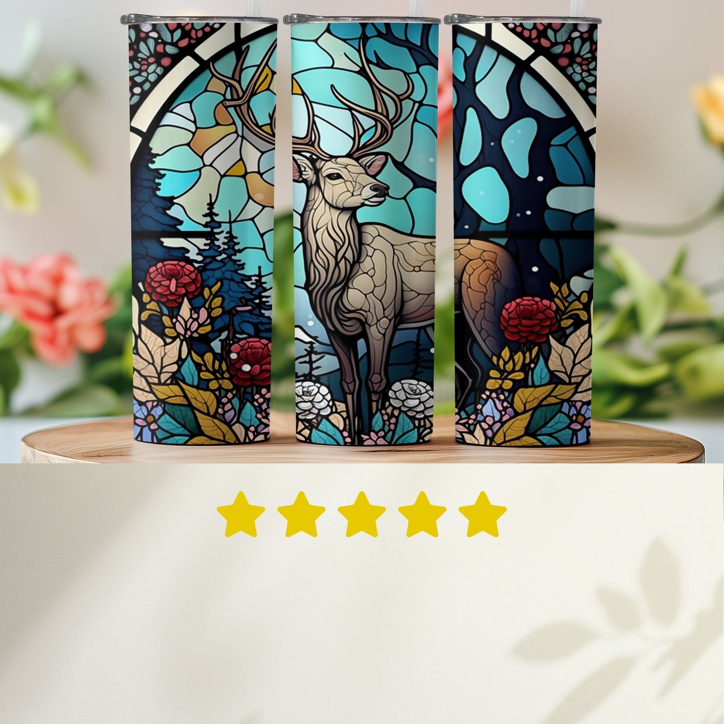 Stained Glass Art Deer Illustration Tumbler product