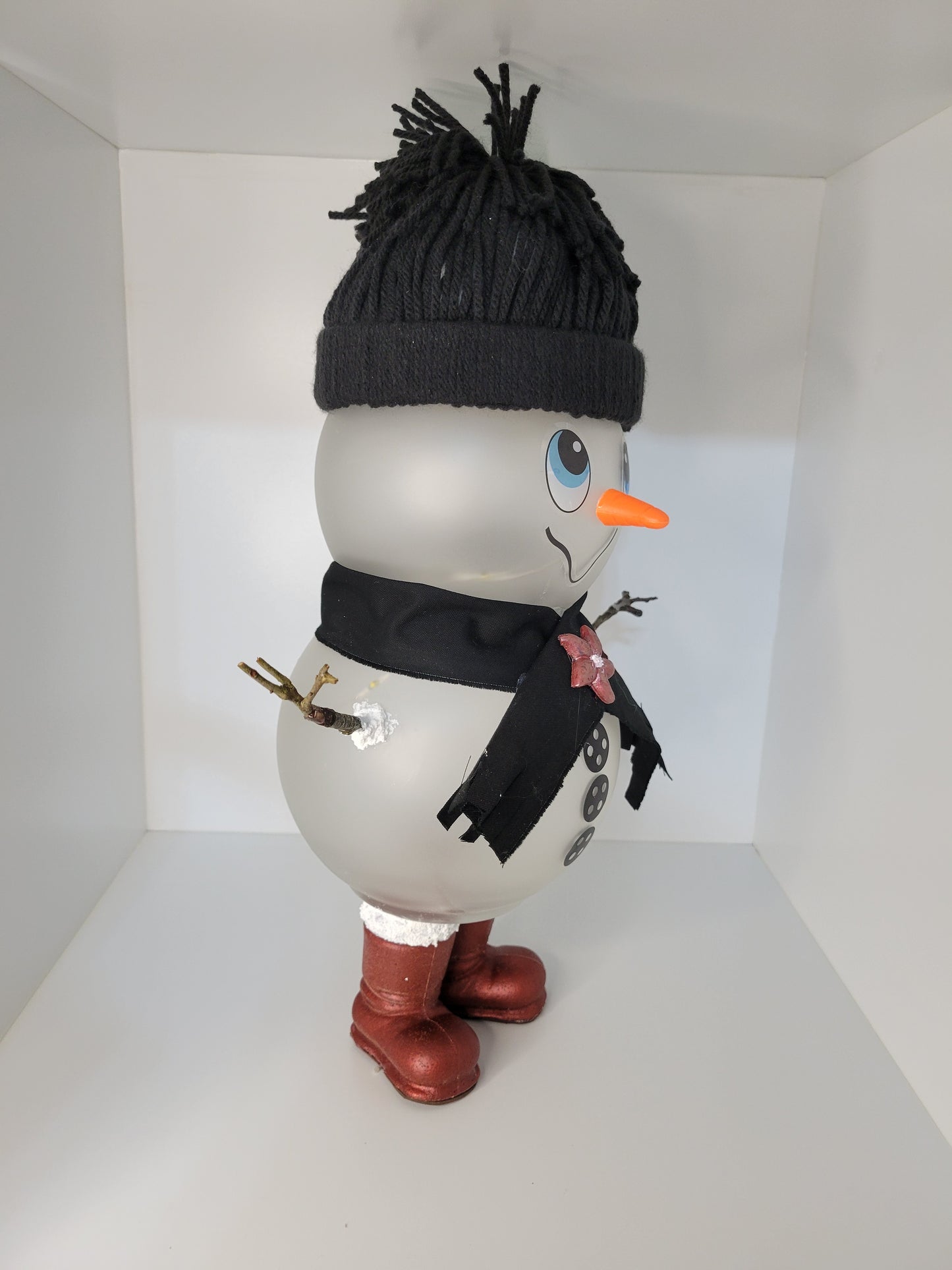 Cute Frosty Snowman with Scarf and Hat Decor