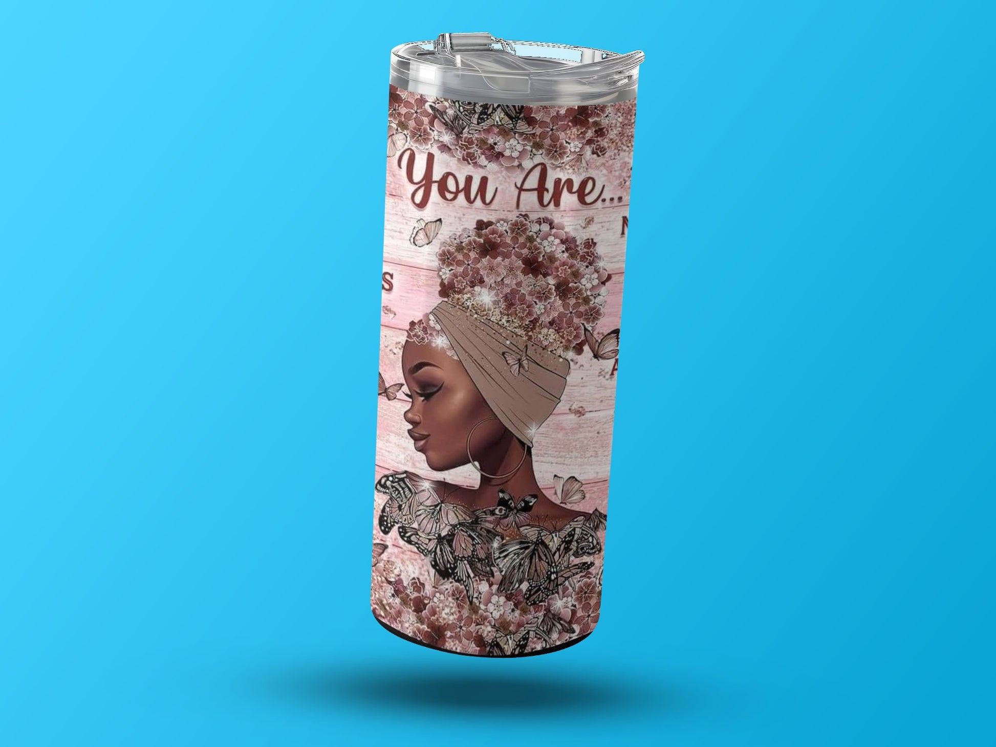 Inspirational Floral Afro Woman Tumbler Drinkware Product