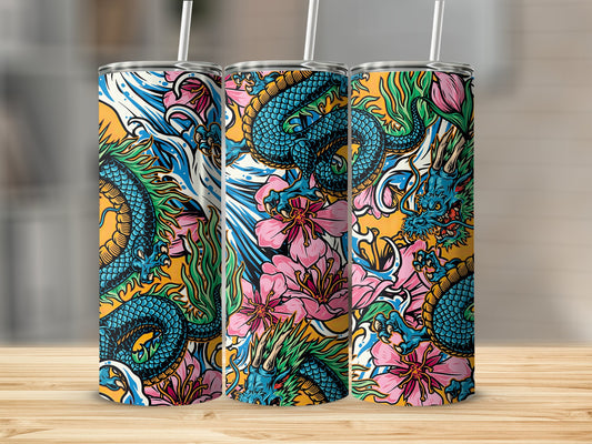 Colorful Dragon Floral Design Tumbler product