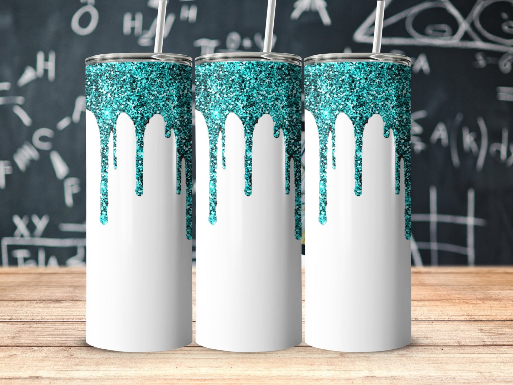 Sparkling Teal and White Drip Design Tumbler product type