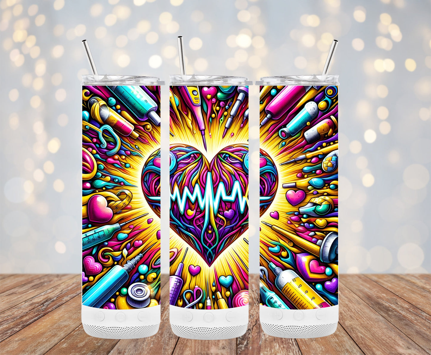 Colorful Heartbeat Design Tumbler Vibrant Drinkware product type