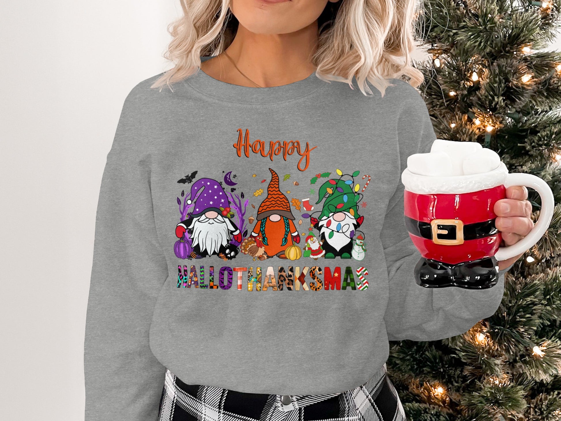 Happy Hallothanksmas Gnome Holiday Sweatshirt
